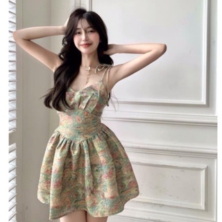 Đầm 2 dây tweed xoè thổ cẩm Ulzzang siêu xinh ❤️