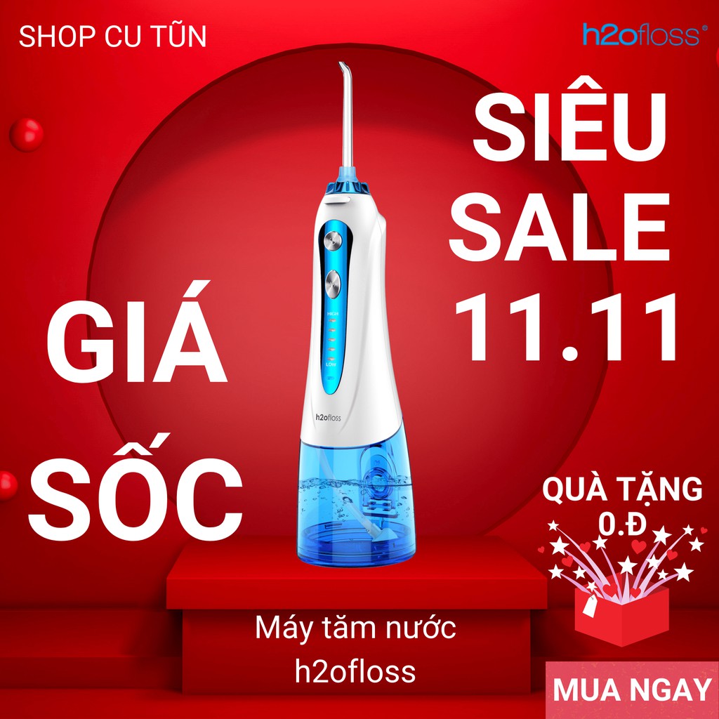 [Bản 2021] Tăm nước, Máy tăm nước cầm tay h2ofloss phiên bản cải tiến mới nhất, 6 đầu vòi tặng kèm hộp túi đựng cầm tay.