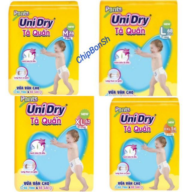 {Mẫu mới} Bỉm Unidry tã quần M74,L68,XL62 miếng