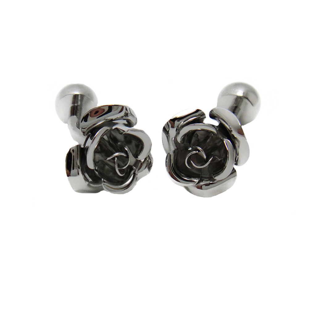 Gothic Punk Rose Cufflinks   Steampunk Antiqued Silver Cuff Links