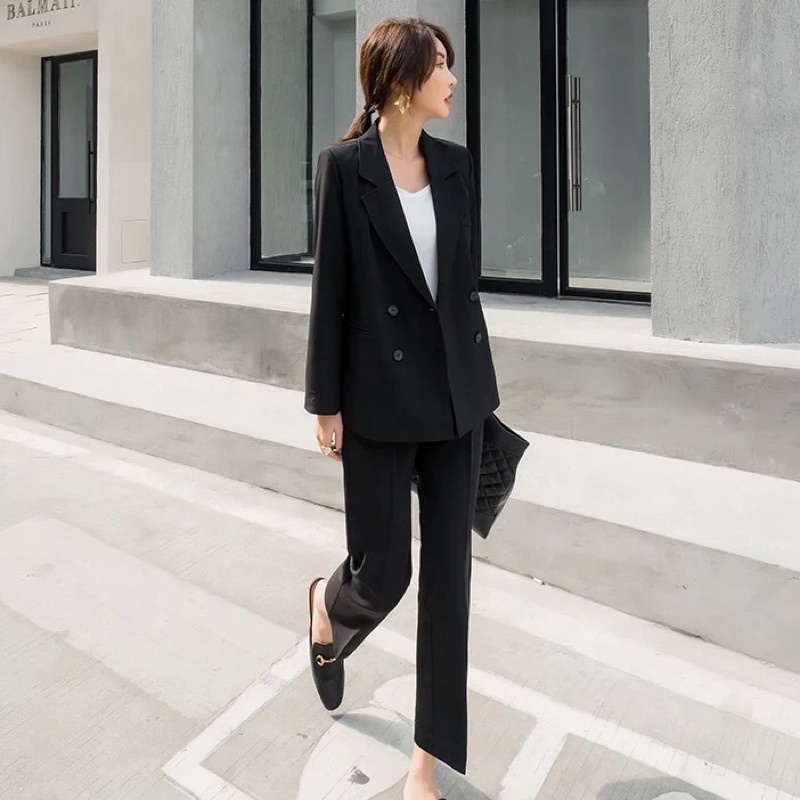 (Sẵn xanh bơ size S,M) Set blazer Hàn Quốc hàng Quảng Châu - set đồ vest cho nữ | BigBuy360 - bigbuy360.vn