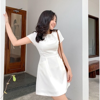 Đầm JADE - Đầm cổ tròn nhún tay cánh dơi