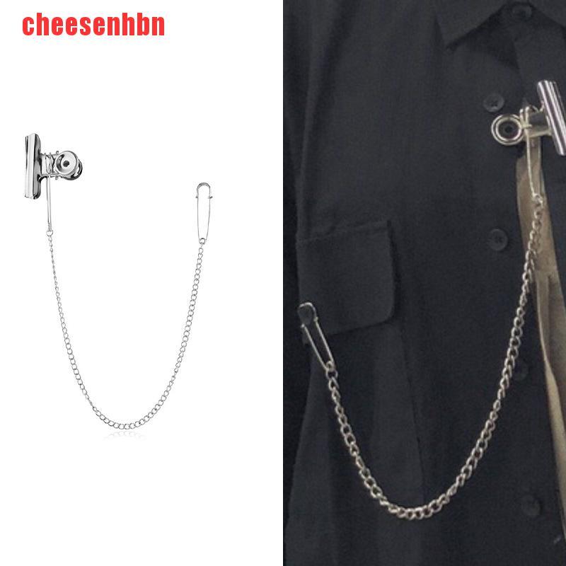 [cheesenhbn]Fashion Retro Punk Pins Cross Brooch Chain Suit Decor Corsage Women Men Jewelry