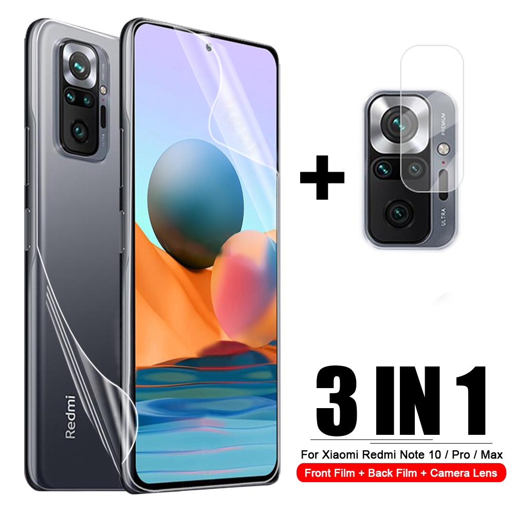 3 in 1 Full Màn Dán Film dẻo PPF Bảo Vệ Màn Hình + sau PPF Miếng dán màn hình + Kính Cường Lực Bảo Vệ Camera Cho Xiaomi Mi 10t 9t K20 Pro Redmi Note 10 10s 9 9s 8 7 9a