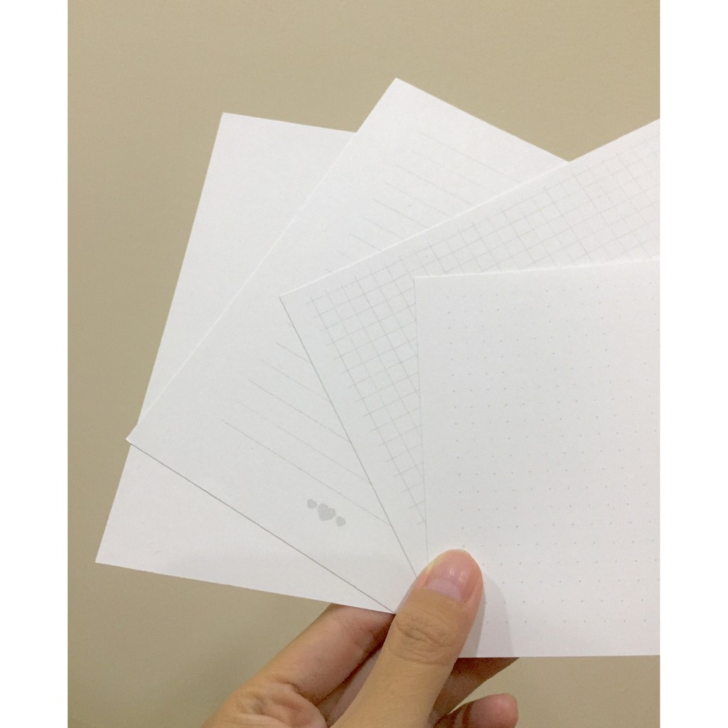 60 tờ Giấy 104 gsm Refill Sổ còng 11x14,7 cm (tương đương A6) - chấm bi (dot) / kẻ ngang (line) / ô vuông (grid) / trơn