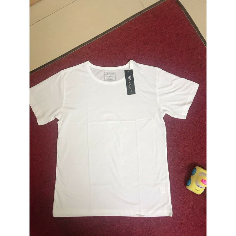 Áo thun nam có tay ARISTINO màu trắng cotton