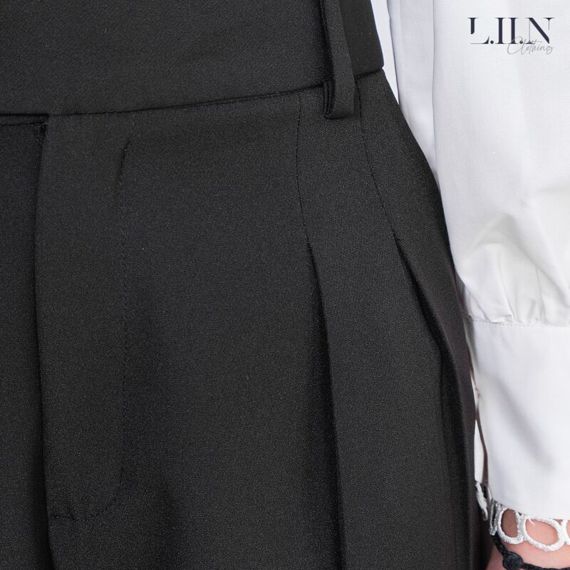 Quần tây nữ công sở Liin clothing phong cách basic, màu đen phối cúc gấu năng động Q3098 | BigBuy360 - bigbuy360.vn
