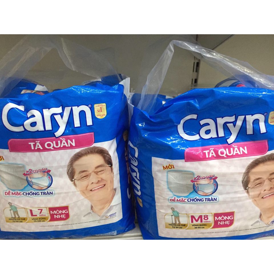 Caryn Tã Quần Mỏng Nhẹ Size M 8 Miếng (vòng bụng 65-85 cm), L 7 Miếng (vòng bụng 75-100 cm)