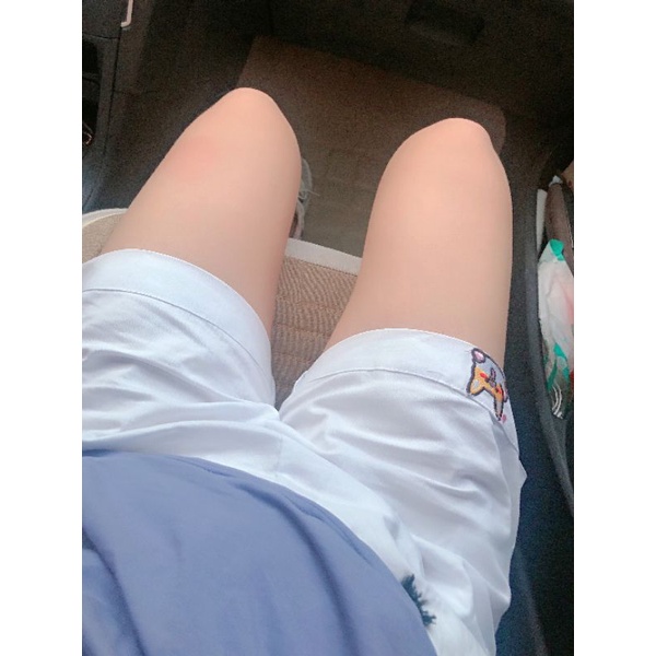 Quần short lưng thun thêu Shiba Inu dễ thương quần ống rộng mùa hè