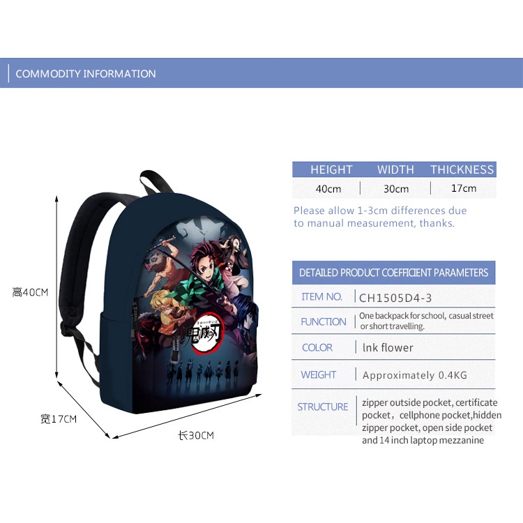 Balo Demon Slayer Anime balo nữ đi học Balo Đi Học Họa Tiết Hoạt Hình Nezuko Cho Bé Trai