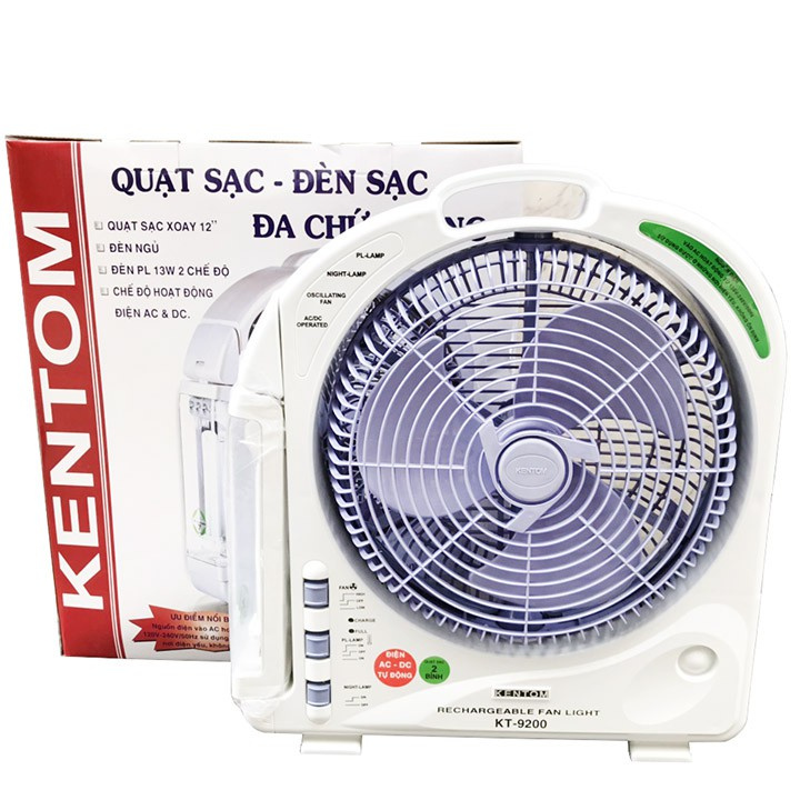 Quạt sạc Kentom KT-9100 1 BÌNH VÀ 2 BÌNH