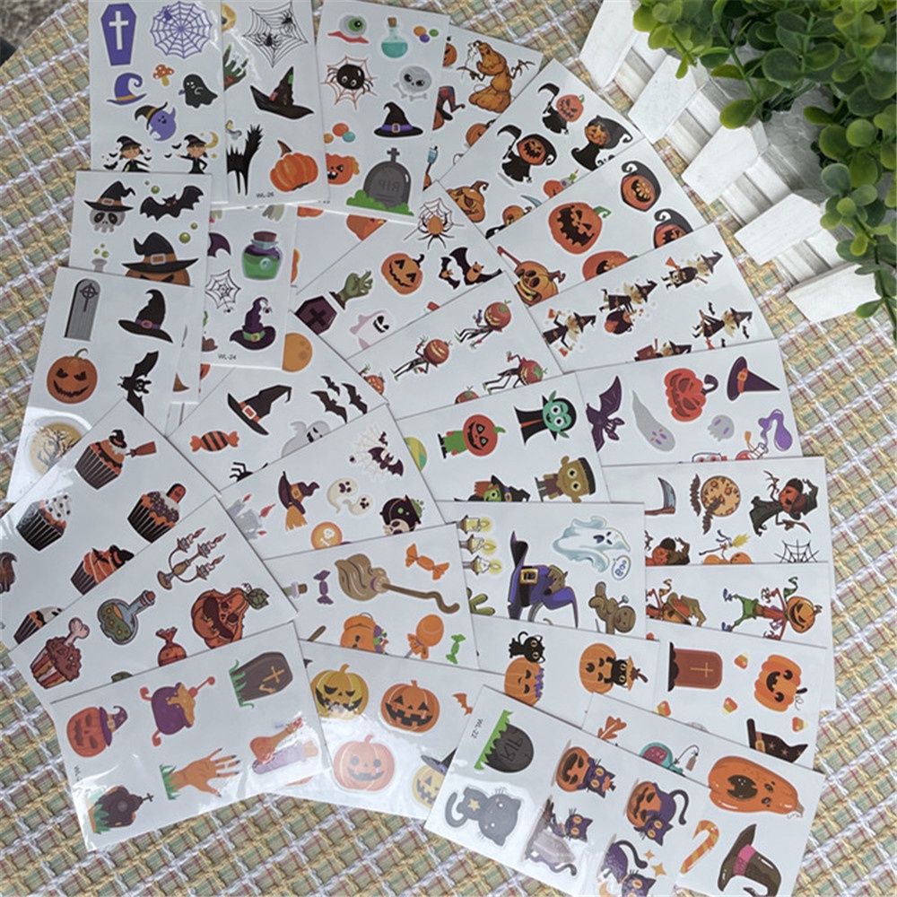 Set 30 Tấm Hình Xăm Dán Tạm Thời Chống Nước Lâu Trôi Phong Cách Halloween Dành Cho Nam Và Nữ