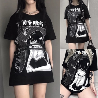 Áo Thun Tay Ngắn Cổ Tròn Phong Cách Gothic