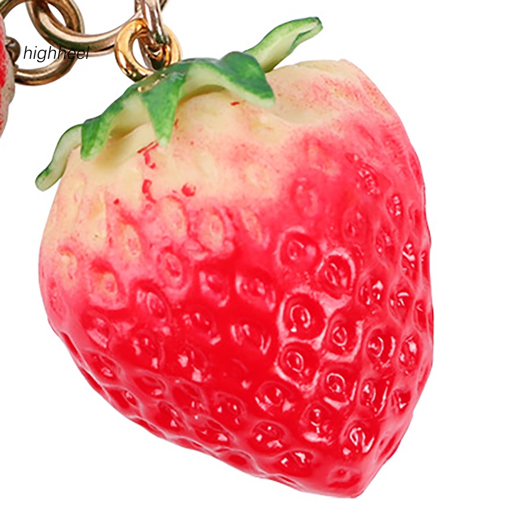 Móc Khóa Hình Quả Dâu Tây / Chuông / Quả Chuông / Trái Tim 3d Mini Chống Rơi Vỡ