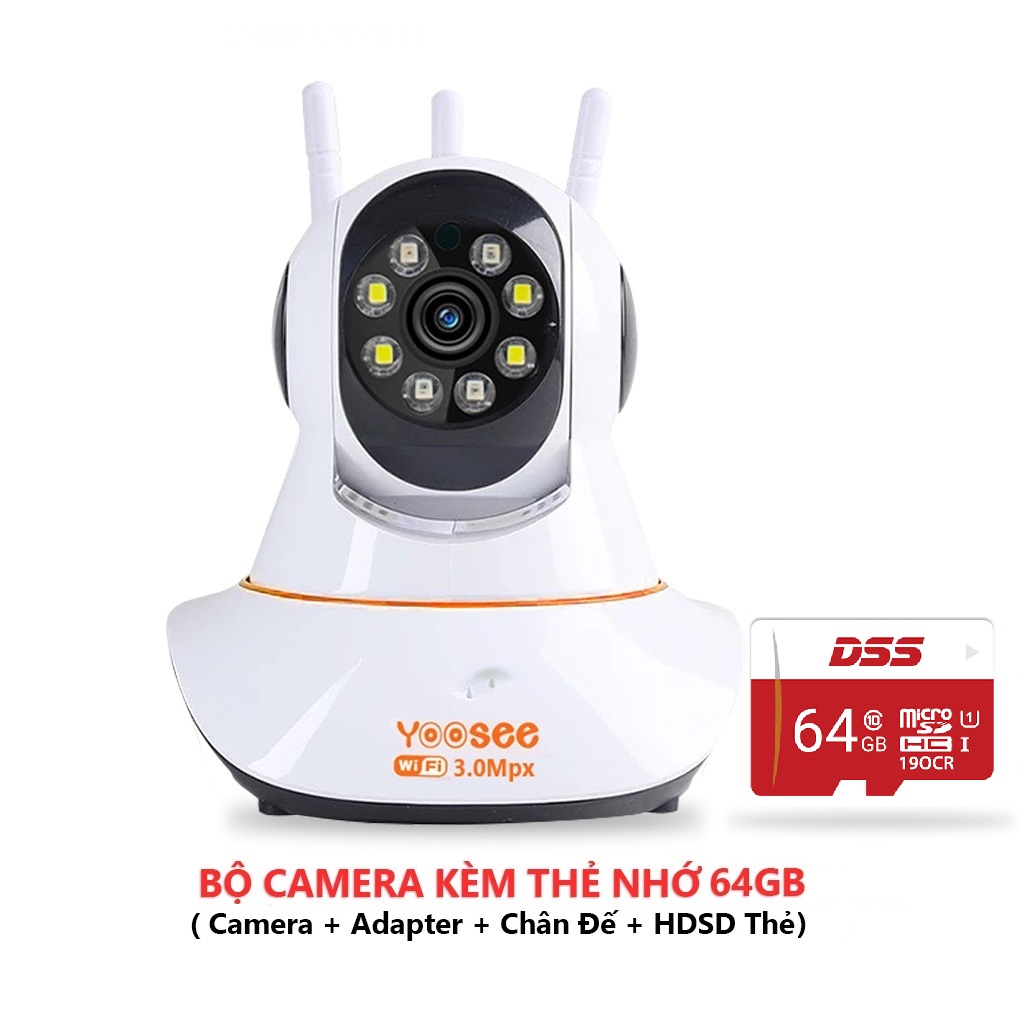 Camera Yoosee Full HD 3 râu có màu ban đêm - Báo động - quay 360 - kết nối không dây - thẻ nhớ chính hãng | BigBuy360 - bigbuy360.vn