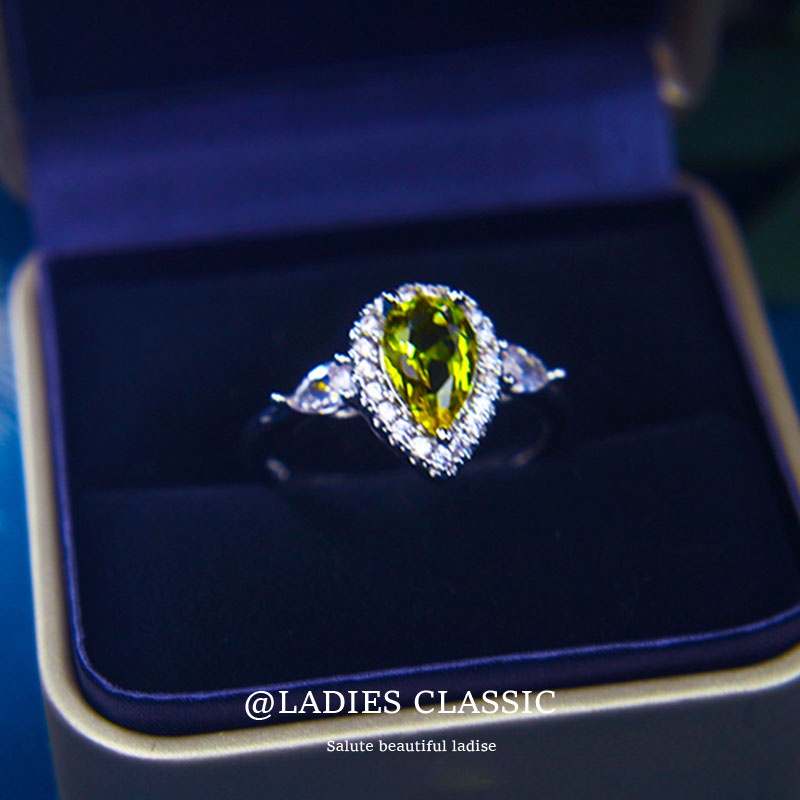 Nhẫn Mạ Bạc Đính Đá Zircon Hình Giọt Nước Thời Trang