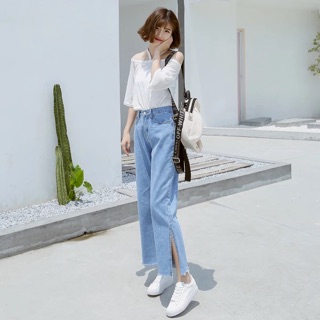 Quần jeans ống xẻ [ Hàng order 7-9 ngày ]