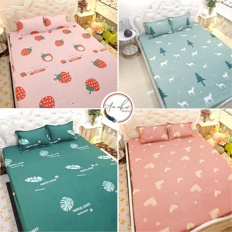 Bộ ga gối 2m drap giường poly, ga trải giường + 2 vỏ gối nằm đơn giản An Như Bedding