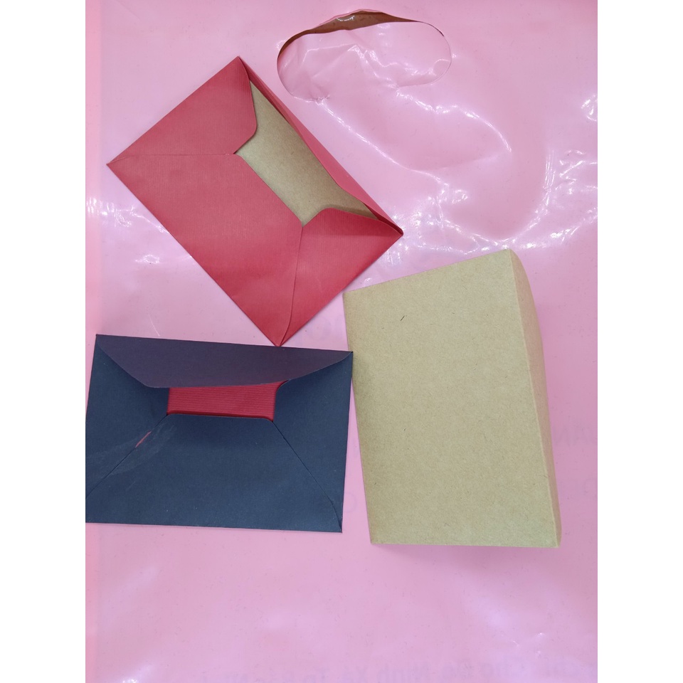 Bao thư giấy Kraft, phong bì vintage kích thước A7 10x7cm Tặng Sticker