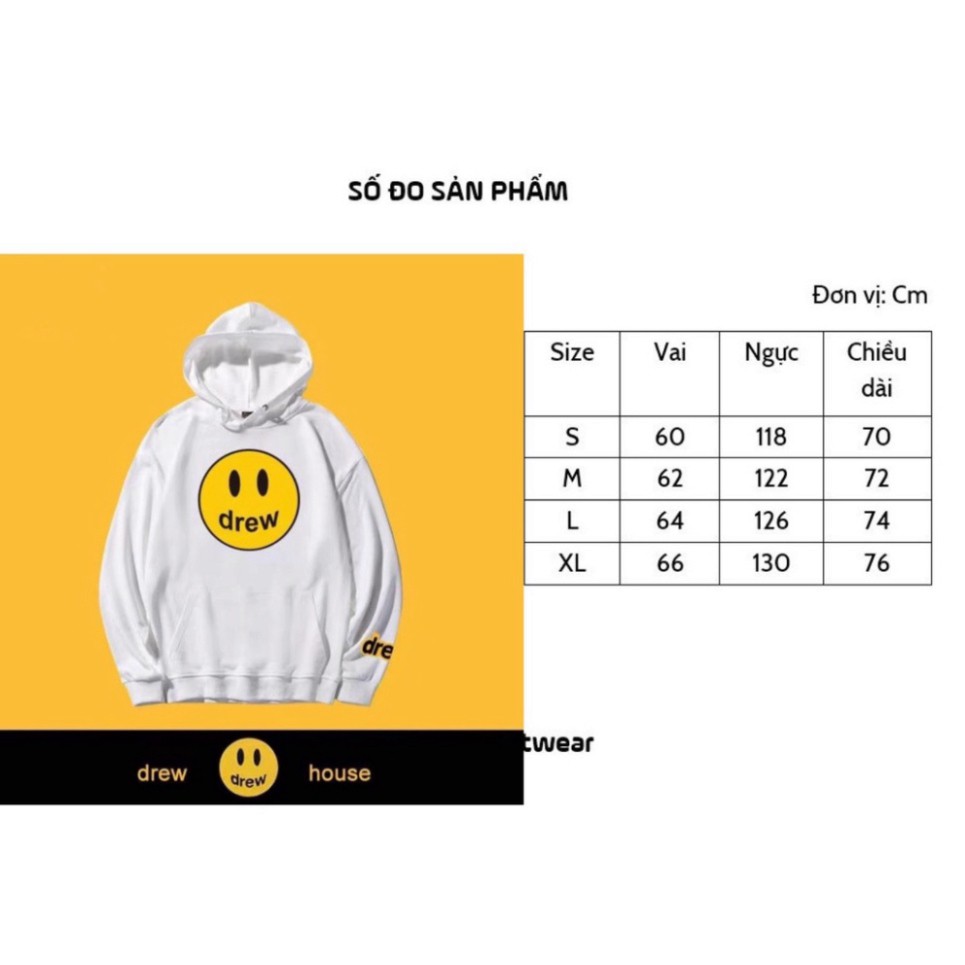 Áo nỉ, áo hoodie Dre.w house mặt cười nỉ dày dặn,áo nỉ bông hoodie unisex nam nữ | BigBuy360 - bigbuy360.vn