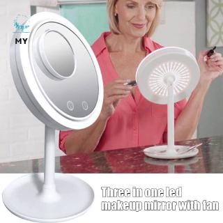 (Hàng Mới Về) Gương Trang Điểm Chuyên Nghiệp 7.9 Inch Phóng Đại 5 Lần Tích Hợp Đèn Led Và Quạt