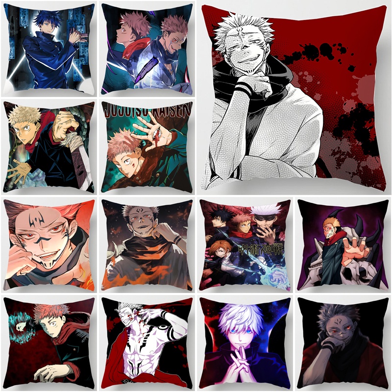Vỏ bọc gối đơn một mặt in hình hoạt hình Sukuna Jujutsu Kaisen Yuji Itadori 45x45cm