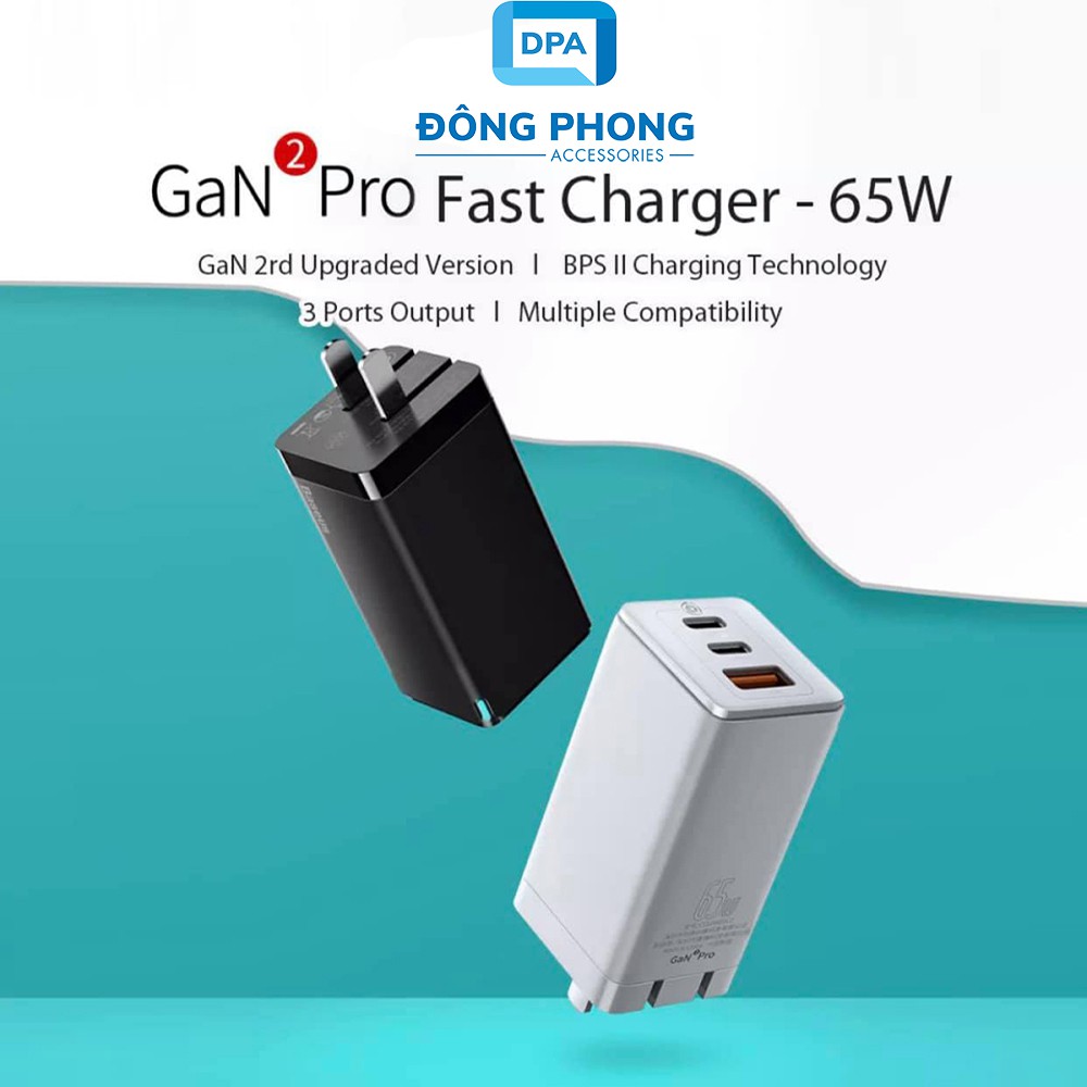 Bộ Sạc Nhanh Đa Năng Baseus Gan 2 Pro Quick Travel Charger 65W Chính Hãng