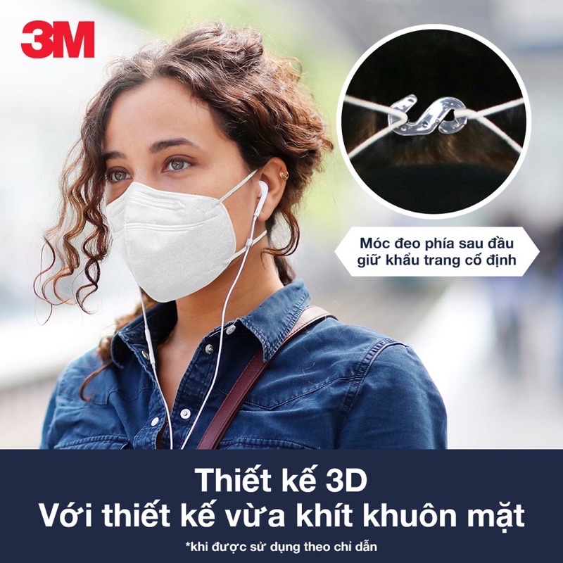 KHẨU TRANG 3M CHÍNH HÃNG 9013 ĐẠT CHUẨN KN95, NGĂN NGỪA BỤI MỊN PM2.5 Trắng - Đen