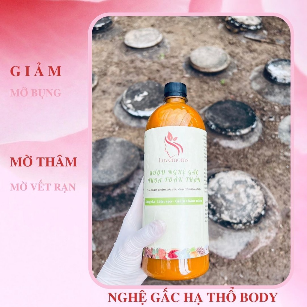 Gừng nghệ hạt gấc hạ thổ thoa body sau sinh Lovemoms 1000ml