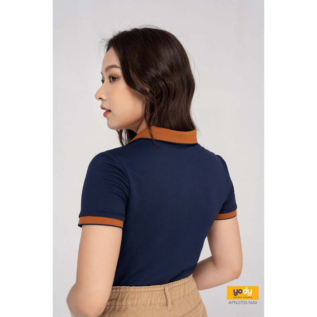 Áo Polo Nữ Cafe Phối Nẹp Thun Cotton Co Giãn, Thấm Hút Mồ Hôi, Thời Trang Công Sở - Mã: APN3700