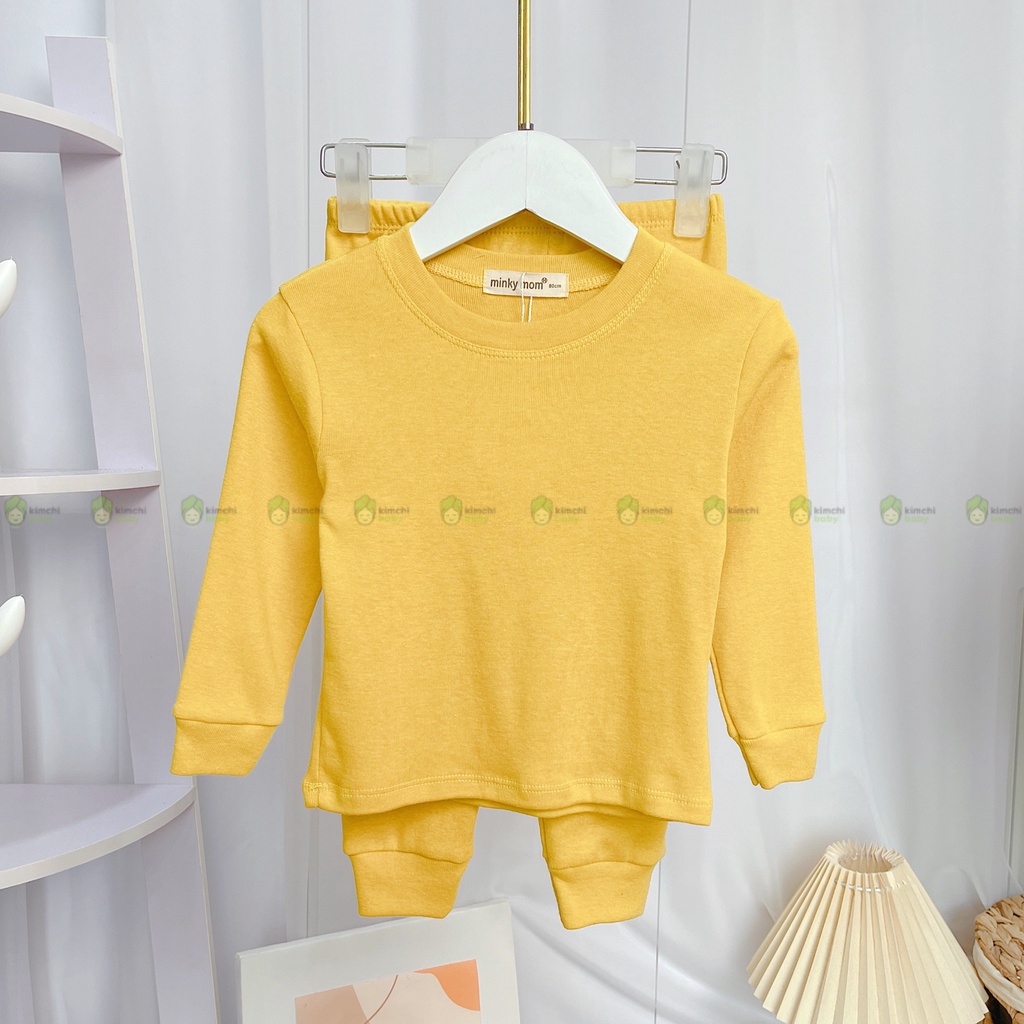 Đồ Bộ Dài Tay Bé Gái, Bé Trai Minky Mom Vải Cotton Borip Bo Gấu, Bộ Quần Áo Cho Bé Mặc Nhà Thu Đông MKMTD2213
