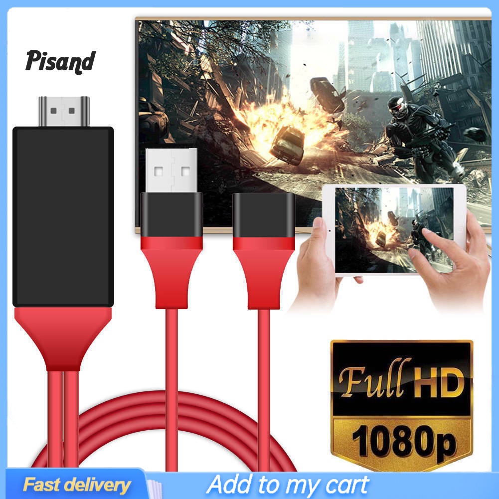 pu USB to HDMI-compatible Adapter Mirror HD 1080P OTG MHL Charger Cable for iPhone