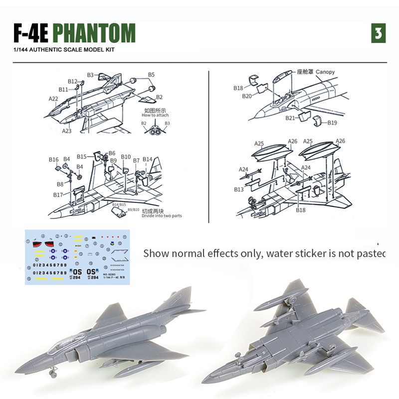 Mô hình máy bay chiến đấu USA F14 Tomcat F15 F-4E tỉ lệ 1/144