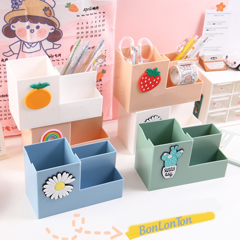 Hộp đựng bút - Ống đựng bút cắm bút đồ dùng bằng nhựa 3 ngăn chắc chắn