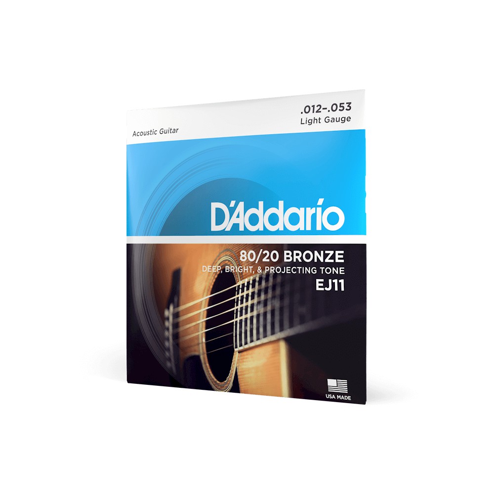 [Chính hãng] D'addario Ej11 .012-.053 Light Gauge 80/20 Bronze - Bộ dây đàn guitar acoustic D'addario EJ11 cỡ 12-53