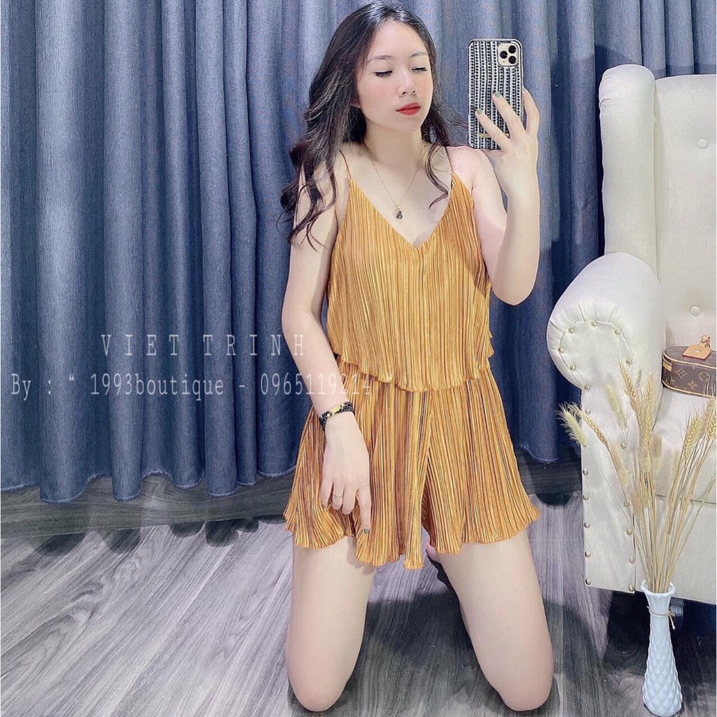 Set jump hai dây dáng ngắn voan xếp ly -Mã TL1