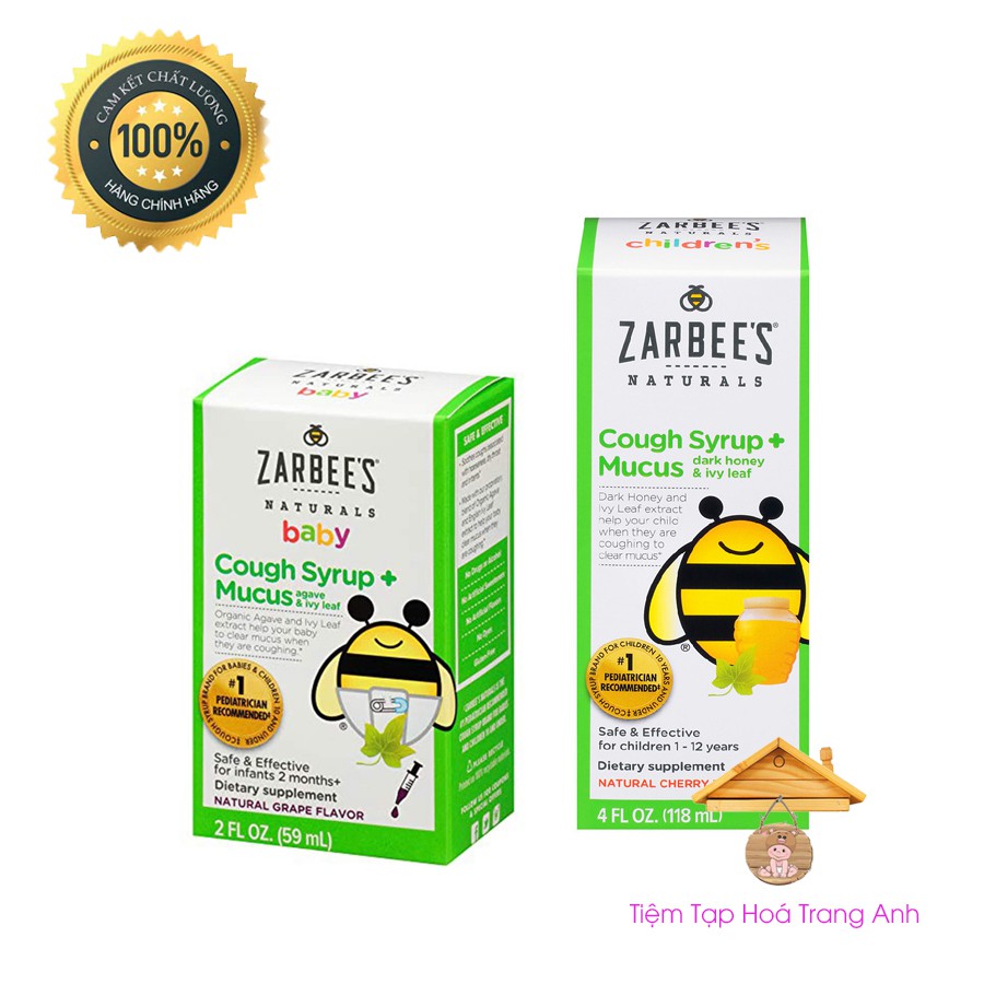 Zarbee's Cough Syrup + Mucus cho bé