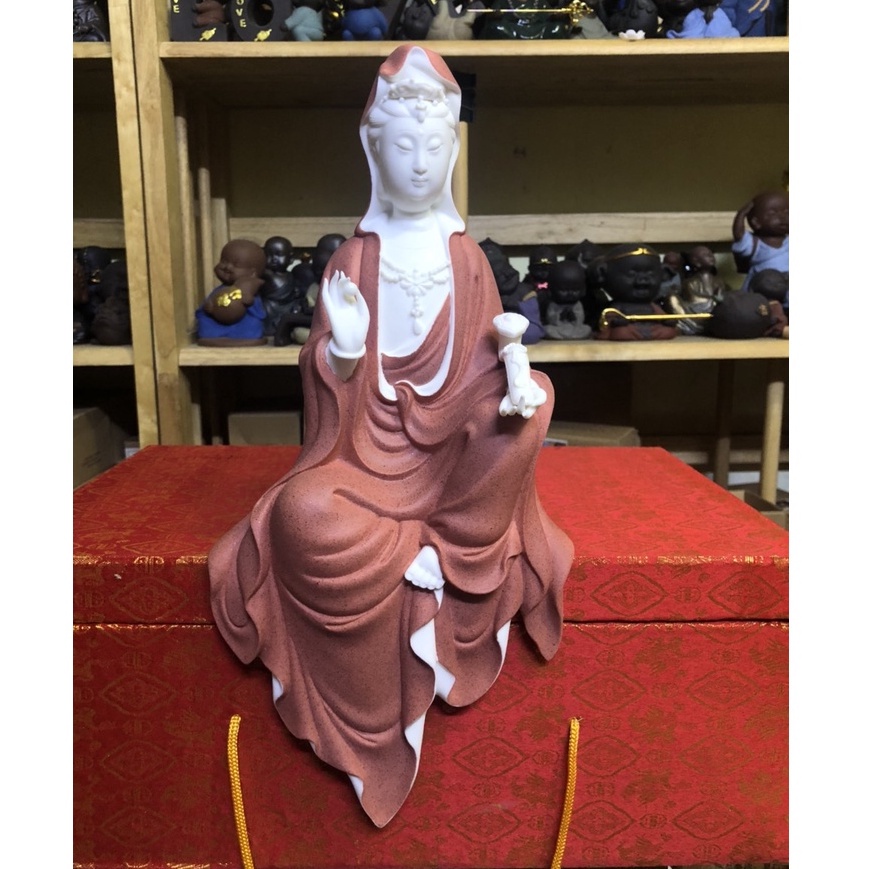 Tượng Quan Âm cầm bạch ngọc tịnh tâm- Tượng Quan Âm Bồ Tát trang trí không gian thanh tịnh- Tượng gốm trắng siêu đẹp