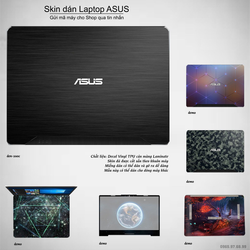 Skin dán Laptop Asus màu đen xước (inbox mã máy cho Shop)