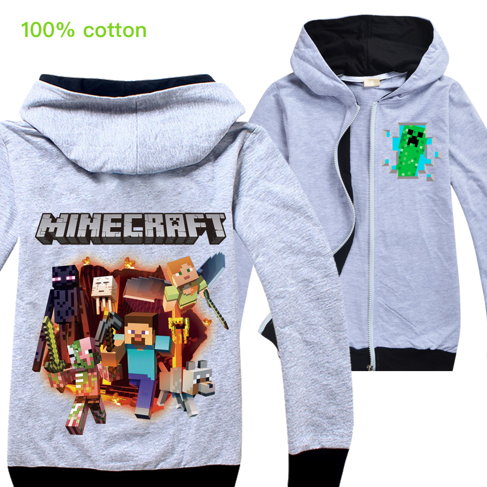 Áo Khoác Hoodie Khóa Kéo In Hình Game Minecraft Thời Trang Mùa Xuân 2020 Cho Bé Trai