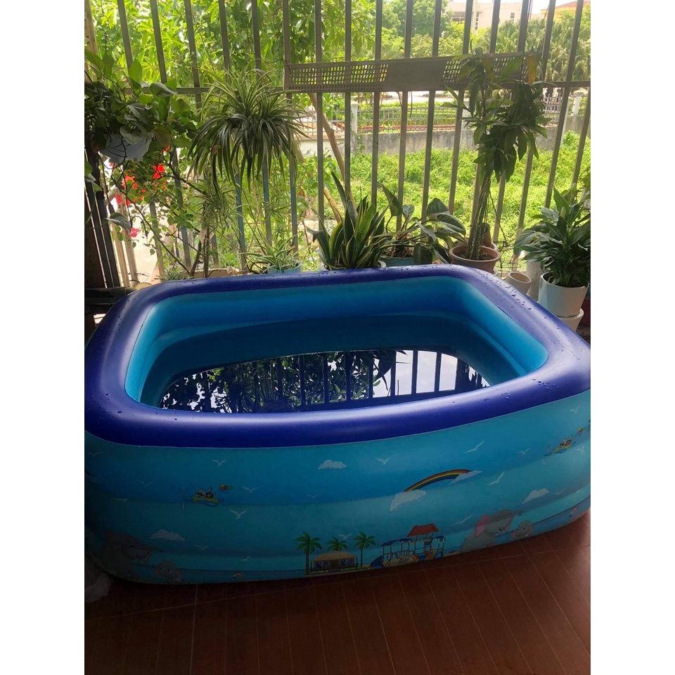 [FreeShip - CHỈ HÔM NAY] BỂ BƠI PHAO BƠI CHỮ NHẬT 3 TẦNG (1,2m.1,3m.1,5m.1,8m. 2,1m). CHO 4 NGƯỜI