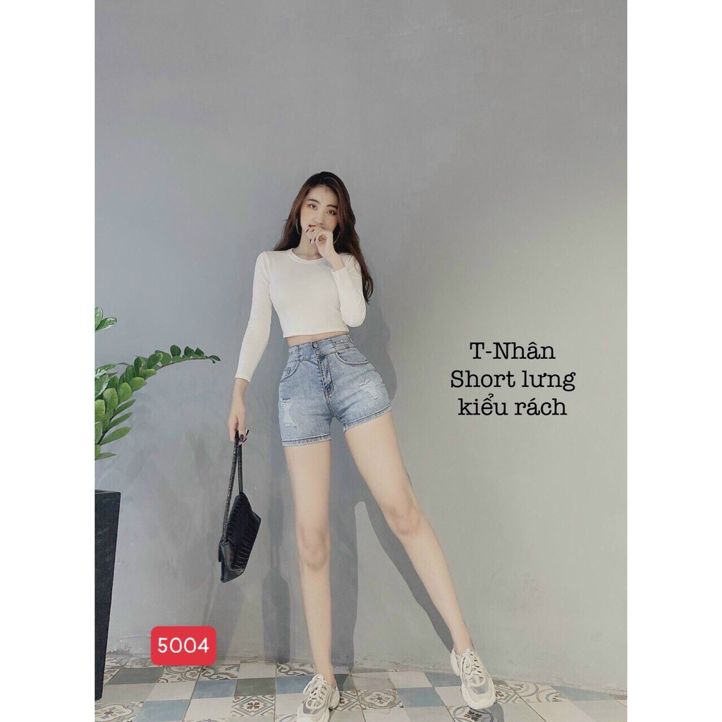 [CLOV10 giảm 10k]Quần short Jean nữ Cao Cấp rách nhẹ lưng cao chất jean Co dãn nhẹ vải mềm màu xanh thoải mái khi mặc