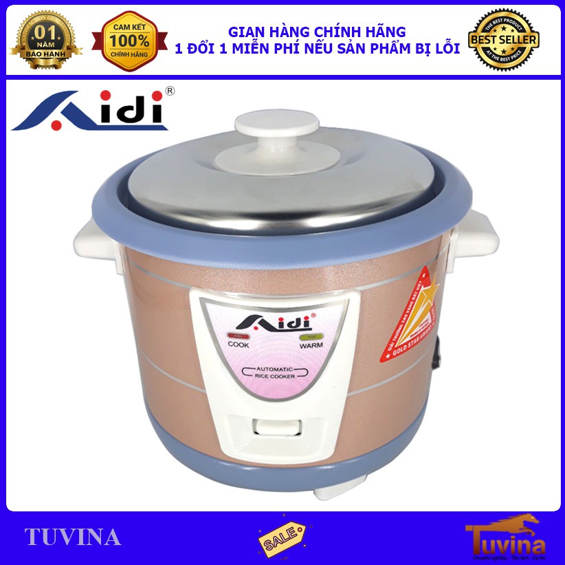 ﹍Nồi Cơm Điện Mini 0.6L 0.6 Lít Aidi MR-SM 07S 1-2 Người Ăn - Chống Dính Hàng Chính Hãng (Bảo Hành 12 Tháng)