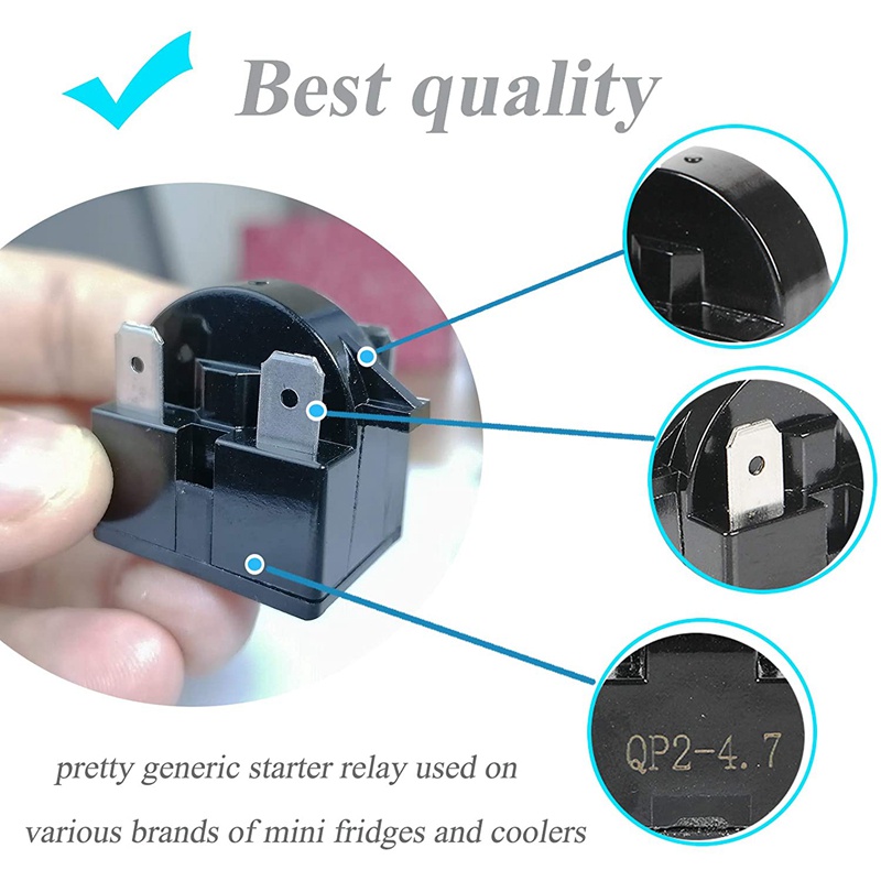 Rơ Le Khởi Động / Làm Mát 3 Pin QP2-4.7 / QP2-4R7 4.7 Ohm Cho Tủ Lạnh Mini