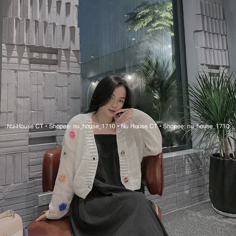 Áo khoác cardigan len thêu hoa nổi nữ kèm clip và ảnh thật chính chủ Nu House