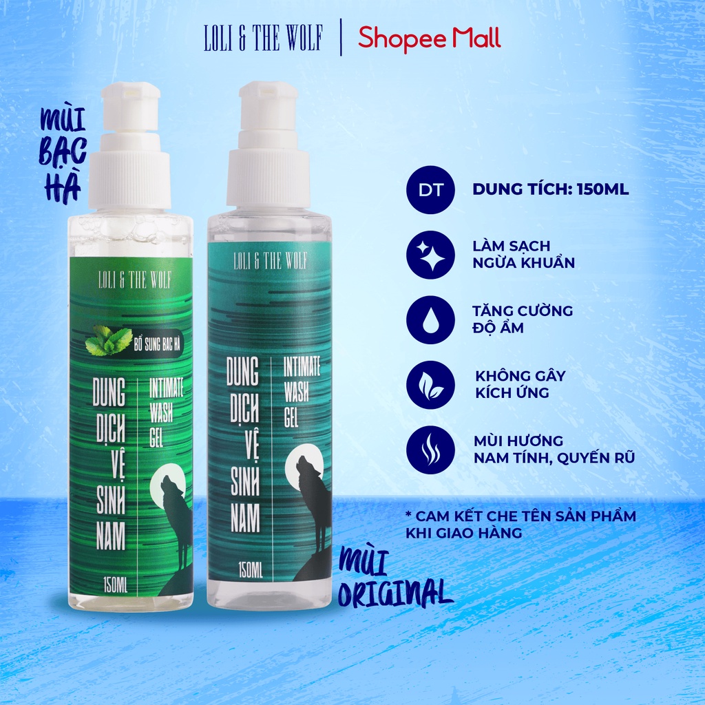 Dung Dịch Vệ Sinh Nam Giới Loli The Wolf Hương Thơm Dịu Nhẹ Nam Tính Chai Vòi Nhấn 150ml Tiết Kiệm