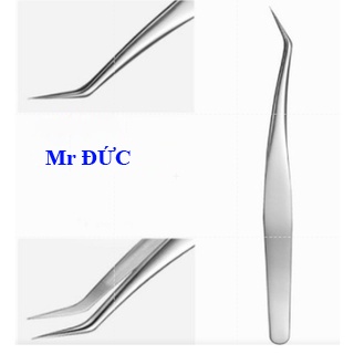 Nhíp cong 45 độ, nhíp cong bao da Bạc - nối mi - tạo fan - dụng cụ nối mi