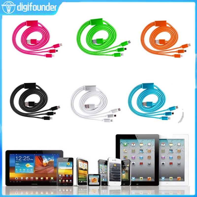 Dây Cáp Sạc 3 Trong 1 Đa Năng Cho Iphone Android Và Huawei 1.2m
