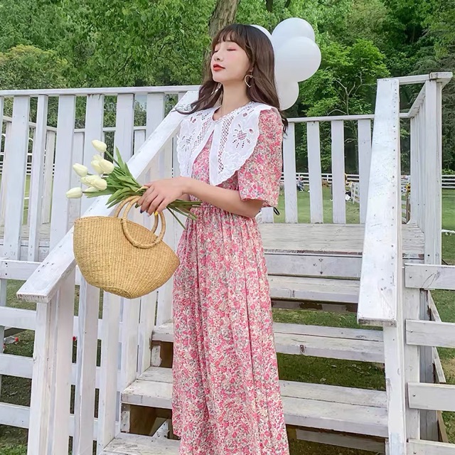 Váy hoa nhí vintage cổ lá sen Ulzzang style🌸 VFF8932 Hàng Quảng Châu