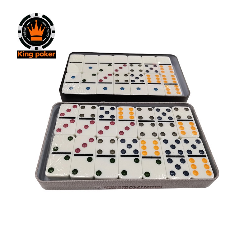 Bộ chơi cờ Domino 6 màu cao cấp kèm hộp thiếc